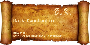 Balk Konstantin névjegykártya